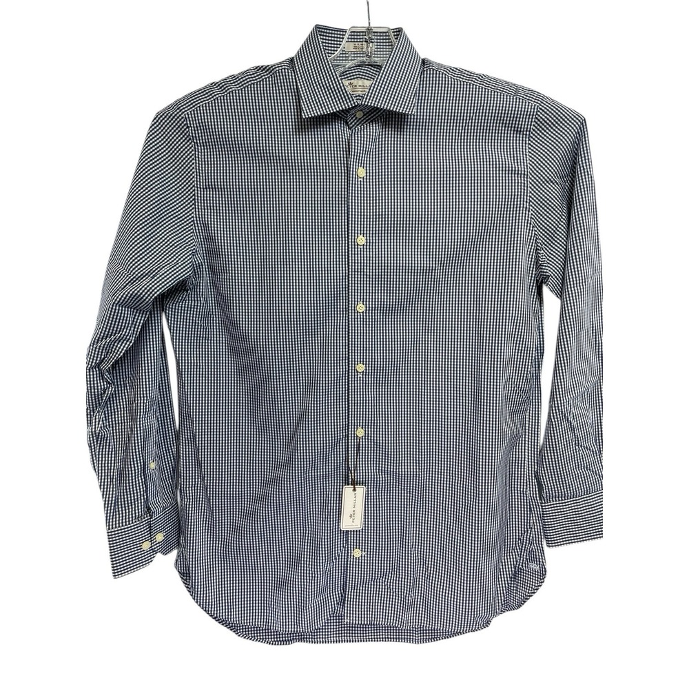 Peter Millar Crown Finish Mens Sz 16 Blue/White Plaid Button Up Shirt (Q24) NWTs